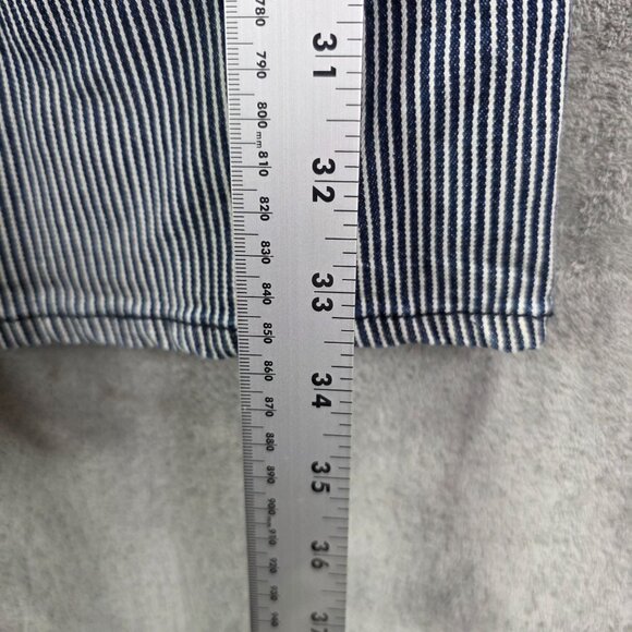 Womens Blue & White Striped Romper Button Up Belted Waist 100% Cotton Size 17 - Picture 11 of 12